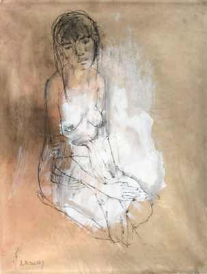 Jean Jansem, Nue, 20x25 inches, watercolor on paper