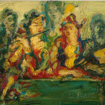 Robert Elibekian, Concerto, 7x9 in, oil on canvas board.