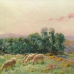 Sarkis Diranian, Les moutons au pâturage , 13×10 inches, oil on canvas