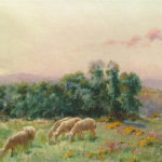 Sarkis Diranian, Les moutons au pâturage , 13×10 inches, oil on canvas