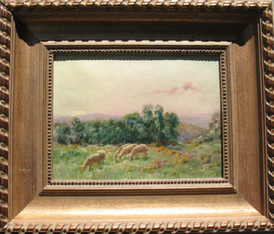 Sarkis Diranian, Les moutons au pâturage , 13×10 inches, oil on canvas.