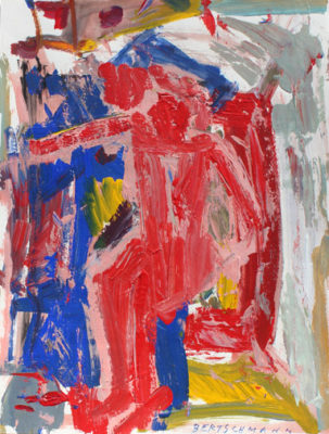 Harry Bertschmann, Red Abstract Figure, 1970, 24x18 inches, acrylic on paper, signed lower right