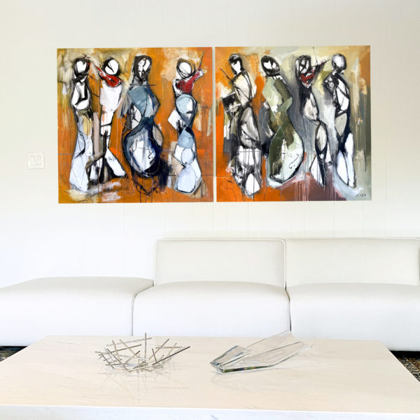 Musicians, Classical Musician Series, 36x72, oil on canvas 2pcs